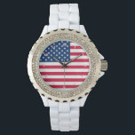 USA Flag Watch Armbanduhr<br><div class="desc">USA Flag Watches - USA - Flag - Patriotic - Unabhängigkeitstag - 4. Juli - Anpassbar - Wählen / Fügen Sie Ihren einzigartigen Text / Farbe - Make Your Special Watch Geschenk - Neu vergrössern und verschieben oder entfernen und hinzufügen / Bild mit Anpassungs-Tool. Sie können Designs auch auf mehr...</div>