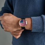 USA Flag Watch - Patriotic Armbanduhr<br><div class="desc">USA Flag Watches - USA - Flag - Patriotic - Unabhängigkeitstag - 4. Juli - Anpassbar - Wählen / Fügen Sie Ihren einzigartigen Text / Farbe - Make Your Special Gift - Neu formatieren und verschieben oder entfernen und hinzufügen / Bild mit Anpassungs-Tool. Sie können Designs auch auf mehr als...</div>
