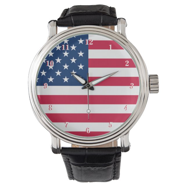 USA Flag Watch Patriotic Armbanduhr (Vorderseite)