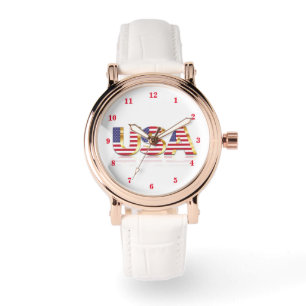 USA Flag Watch Patriotic Armbanduhr