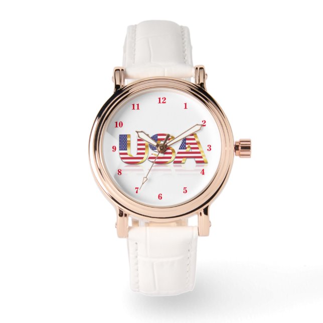USA Flag Watch Patriotic Armbanduhr (Vorderseite)