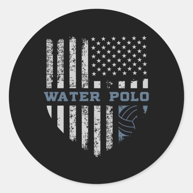 Usa Flag Water Polo Runder Aufkleber (Vorderseite)