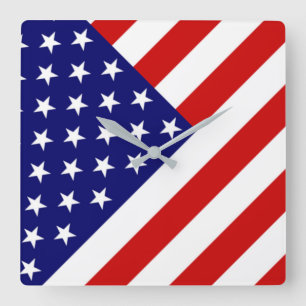 USA Flag Wccn Quadratische Wanduhr