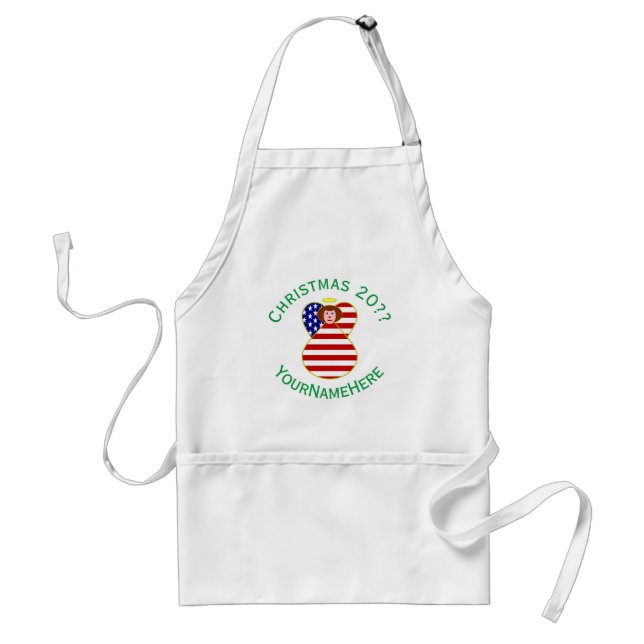 USA Flag Weihnachtsangel Personalisiert Schürze (Vorne)