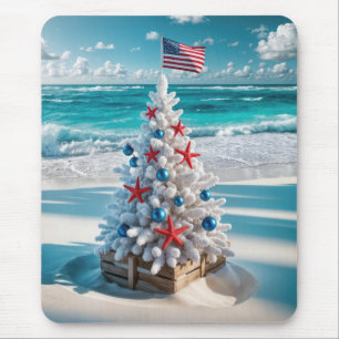 USA Flag Weihnachtsbaum Mousepad