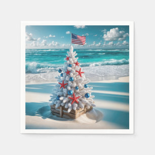 USA Flag Weihnachtsbaum Serviette