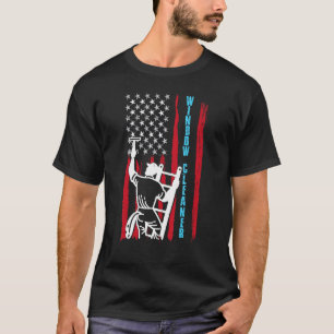 USA Flag Window Cleaner Outfit Fenster Waschmaschi T-Shirt