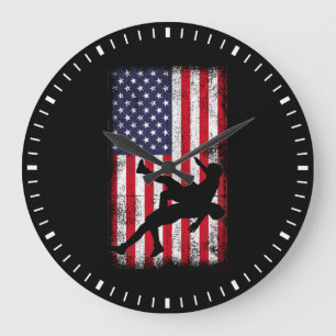 Usa Flag Wrestling American Flag Wrestling Wrestle Große Wanduhr