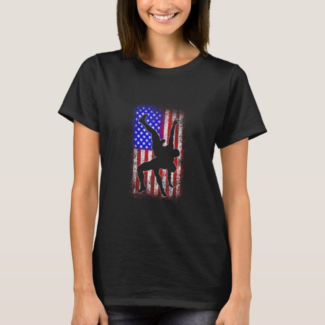 Usa Flag Wrestling T Shirt American Flag Wrestling (Vorderseite)