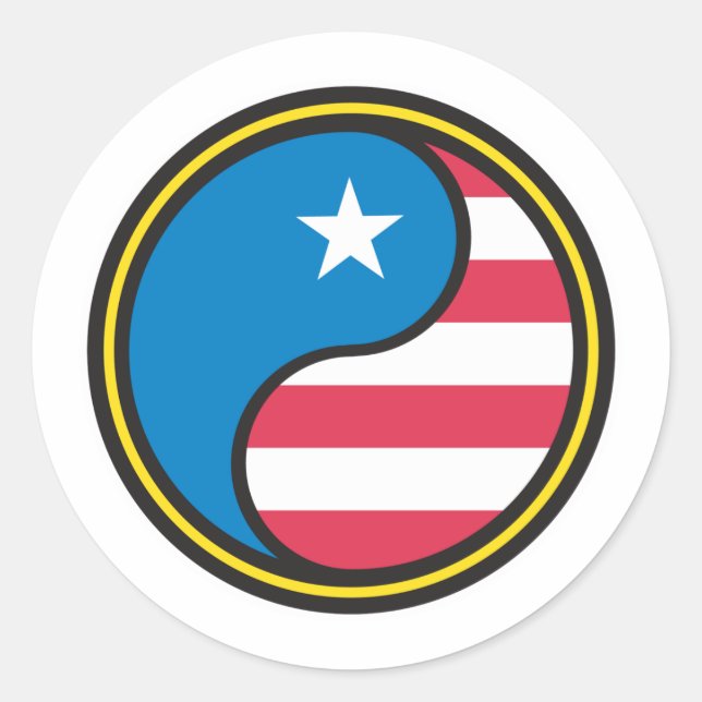 USA Flag Yin Yang Runder Aufkleber (Vorderseite)