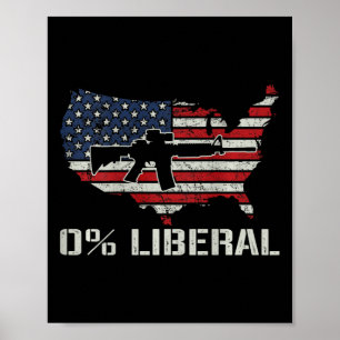 USA-Flagge 0% Liberal - Lustige Republikanische Ar Poster