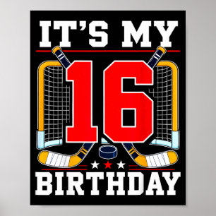 Usa-Flagge 16. Geburtstag Hockeyspieler 16 Jahre a Poster