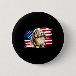 Usa-Flagge 4. Juli Mini-Holland-Lop-Kaninchen-Hase Button