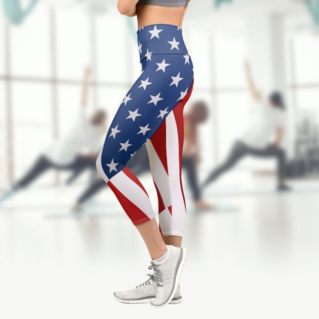 USA-Flagge | Abzeichen | Pop Art Capri Leggings (Von Creator hochgeladen)