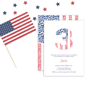 USA-Flagge Alfresco-Garten 3. Geburtstagsfeier Einladung