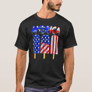 USA-Flagge Amerika Cremé-Eis Am Stiel Patriotisch T-Shirt