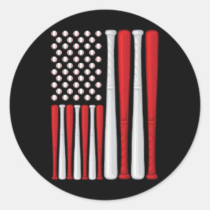 Usa-Flagge - Amerikanische Baseball-Flagge - Vinta Runder Aufkleber