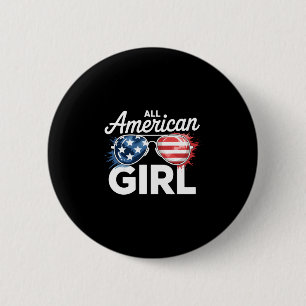 USA-Flagge amerikanisches Mädchen 4. Juli passende Button