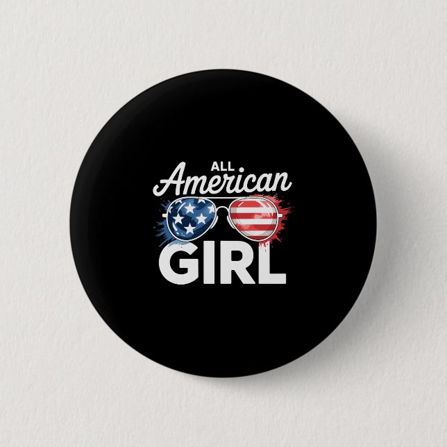 USA-Flagge amerikanisches Mädchen 4. Juli passende Button (Vorderseite)