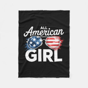 USA-Flagge amerikanisches Mädchen 4. Juli passende Fleecedecke