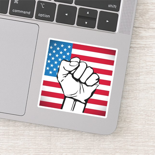 USA-Flagge | Ansteigende Fäuste Aufkleber (Detail)
