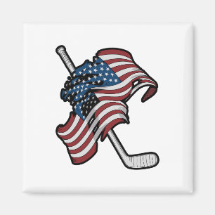 USA-Flagge aus Hockeyschlägern Magnet