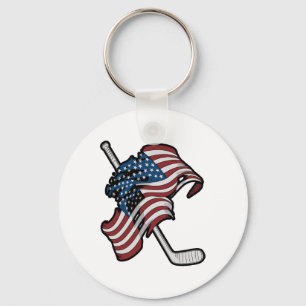 USA-Flagge aus Hockeyschlägern Schlüsselanhänger