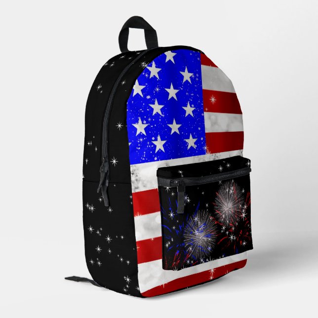 USA-Flagge Bedruckter Rucksack (Rückseitige Ecke links)