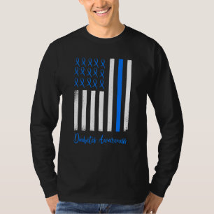 USA-Flagge Blau Diabetes Typ 1 Bewusstsein Warrior T-Shirt