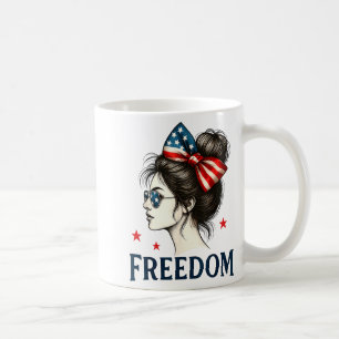 USA-Flagge Bogen Unordentlicher Dutt Mädchen Freih Kaffeetasse