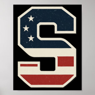 Usa-Flagge Buchstabe S Sterne Streifen passendes T Poster
