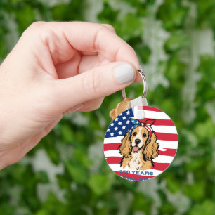 USA-Flagge Cocker Spaniel Schlüsselanhänger