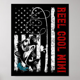 USA-Flagge Cool Mimi Angeln Fischer Fischermann Poster