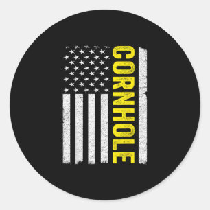 USA-Flagge Cornhole Wurf Spieler Runder Aufkleber