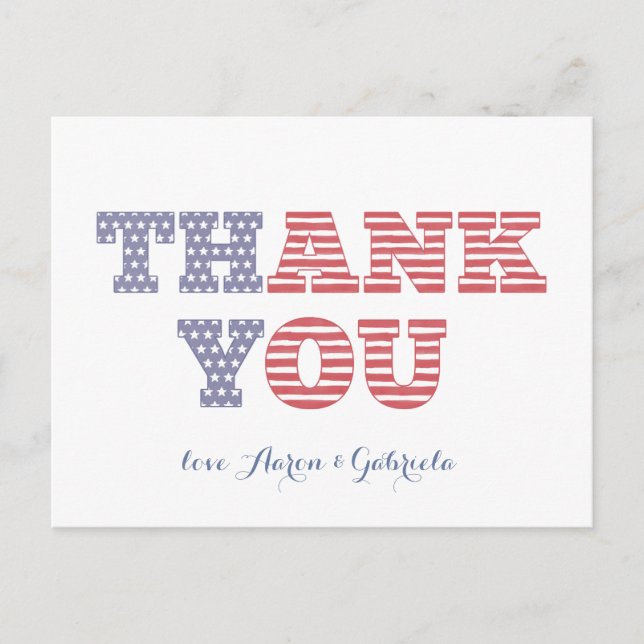USA-Flagge Danke für Dusche oder Geburtstag Postkarte (Vorderseite)