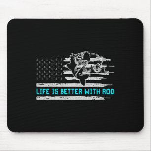 Usa-Flagge Das Leben ist besser mit Rute Mousepad