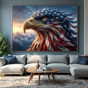 USA-Flagge-Design mit Weißkopfseeadler Leinwanddruck