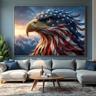 USA-Flagge-Design mit Weißkopfseeadler Leinwanddruck