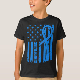 Usa-Flagge Diabetic Warrior Blau Diabetes Typ 1 Aw T-Shirt