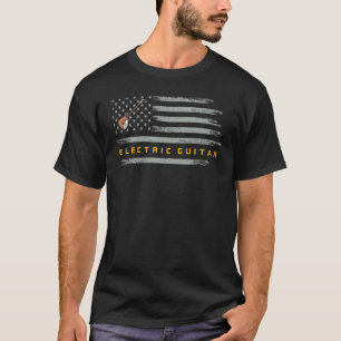 USA-Flagge E-Gitarre Musiker Gitarrist Silhouette T-Shirt
