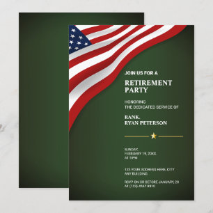 USA-Flagge   Ecke   Armee Grün Einladung
