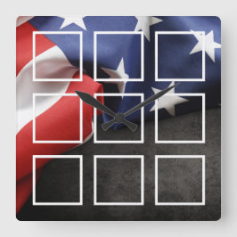 USA-Flagge Erstellen Sie Ihre individuelle FotoCol Quadratische Wanduhr