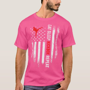 Usa-Flagge Essen Schlaf Mma Kickbox Wiederholung K T-Shirt