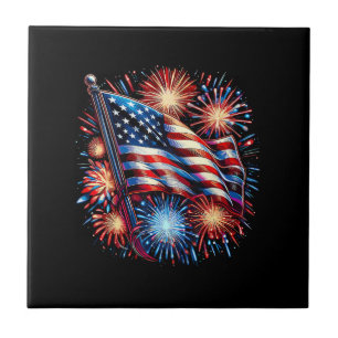 USA-Flagge Feuerwerk Patriotisch Fliese