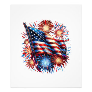USA-Flagge Feuerwerk Patriotisch Fotodruck