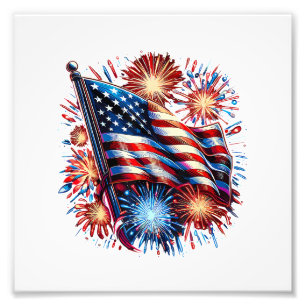 USA-Flagge Feuerwerk Patriotisch Fotodruck