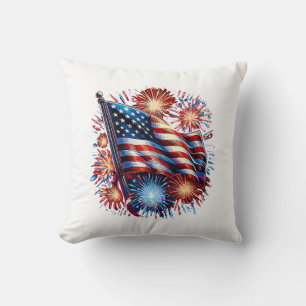 USA-Flagge Feuerwerk Patriotisch Kissen