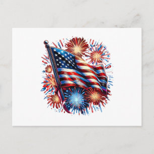 USA-Flagge Feuerwerk Patriotisch Postkarte