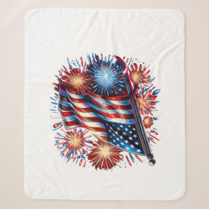 USA-Flagge Feuerwerk Patriotisch Sherpadecke