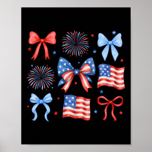 USA-Flagge Feuerwerk Schleifen Patriotisch 4. Juli Poster